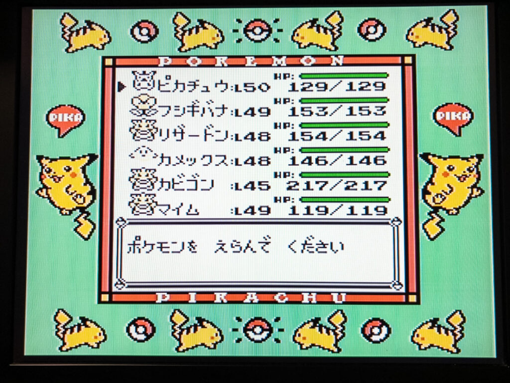 ポケットモンスターピカチュウバージョン
最終メンバー